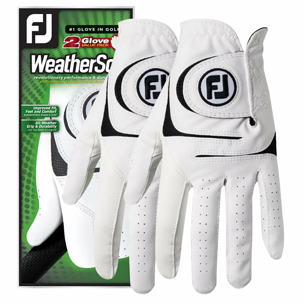 FootJoy Weathersof White 2 Pack Mens Left Hand Golf Glove 3 FootJoy Weathersof White 2 Pack Mens Left Hand Golf Glove