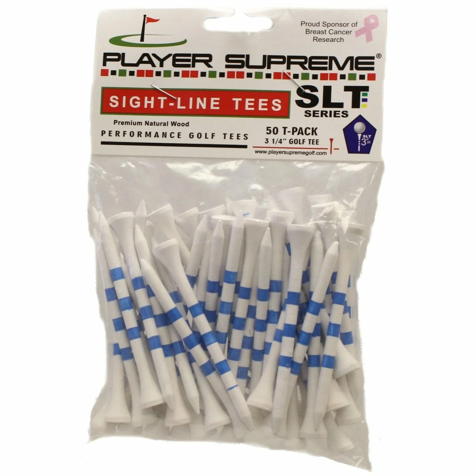 JP Lann Player Supreme Sightline System 3.25in Golf Tees - 50 Pack Blue 3 JP Lann Player Supreme Sightline System 3.25in Golf Tees - 50 Pack Blue