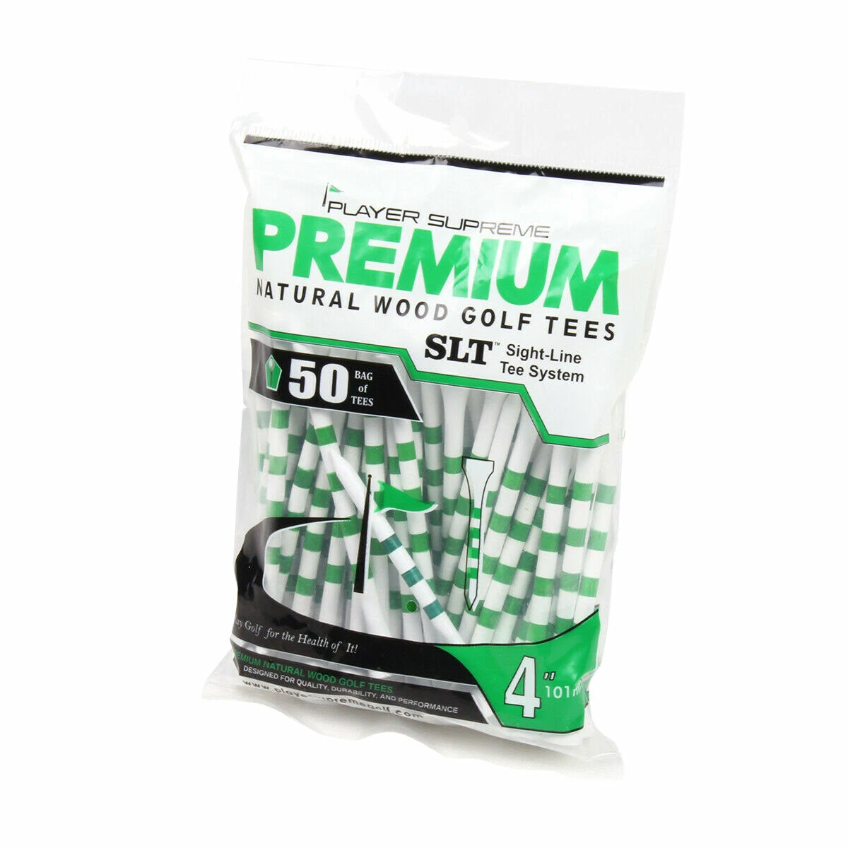 JP Lann Player Supreme Sightline System 4in Green Stripe Golf Tees - 50 Pack 3 JP Lann Player Supreme Sightline System 4in Green Stripe Golf Tees - 50 Pack